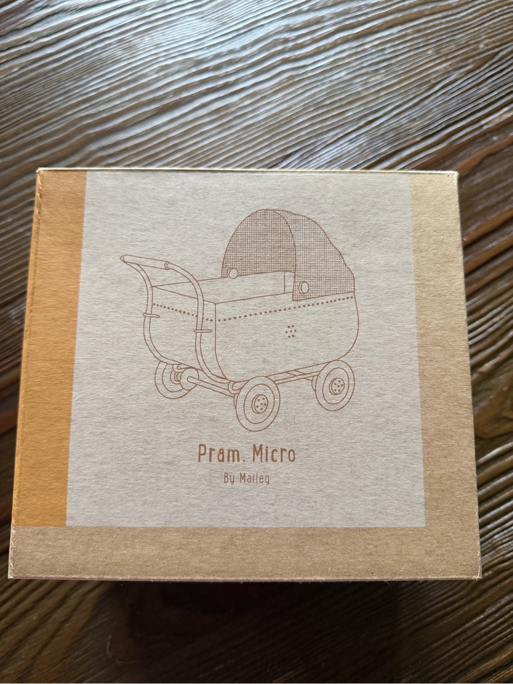 Maileg Pram Micro Decorative Box - Beige & Gold